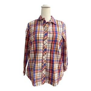 Talbots Plaid Button-Up Shirt Petite Medium